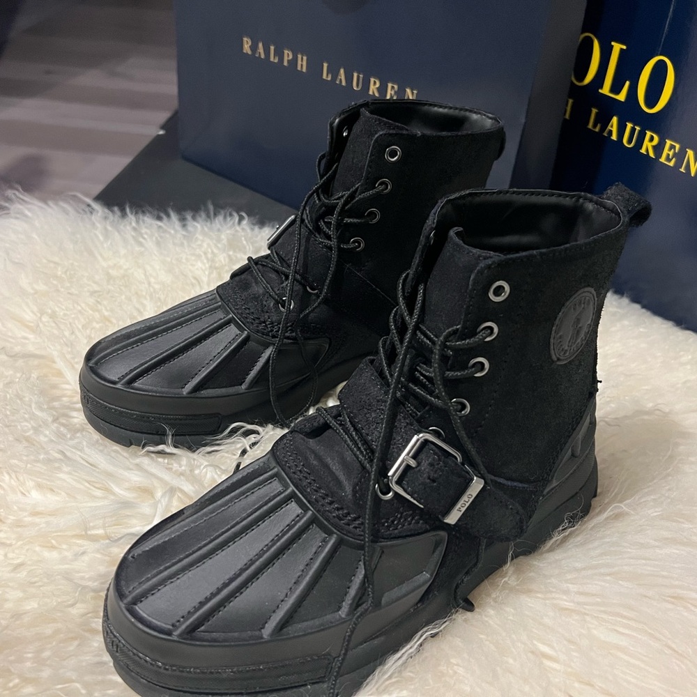 Ralph Lauren Black Waterproof Boots Mid-Ankle